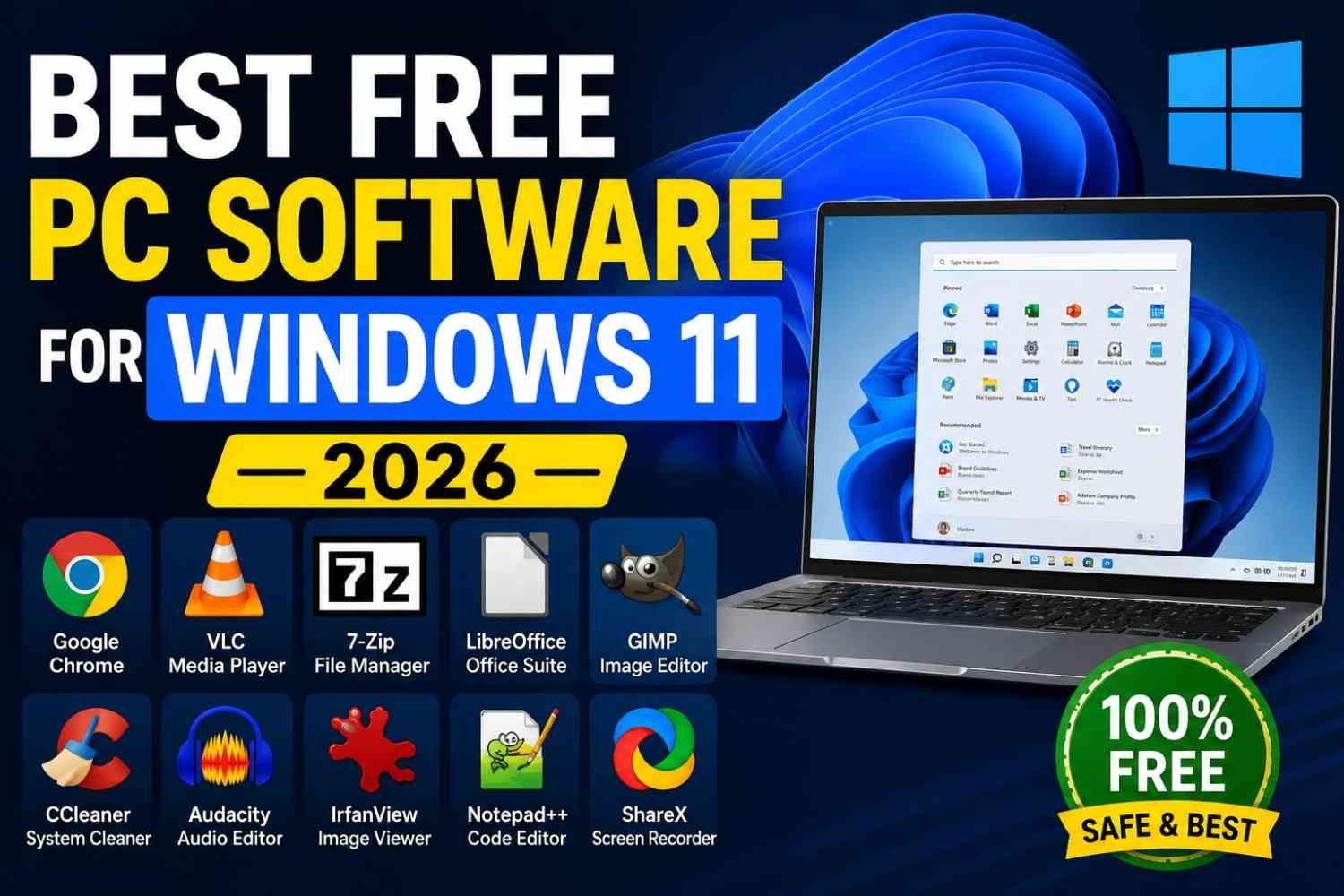 Best Free PC Software for Windows 11 2026 – 100% Free and Safe Software