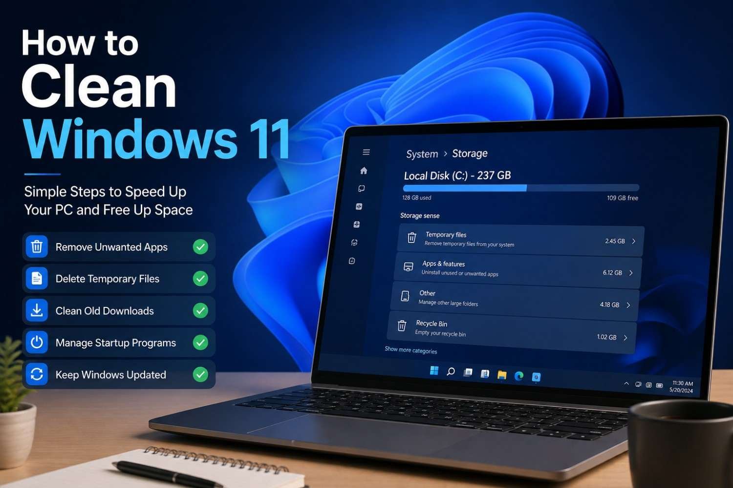 How to Clean Windows 11 and free up storage space