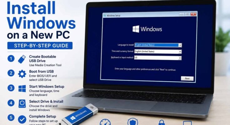 How to Install Windows on a New PC step-by-step using a bootable USB drive